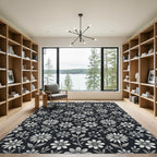 Monochromatic Daisy and Berry Garden Rug