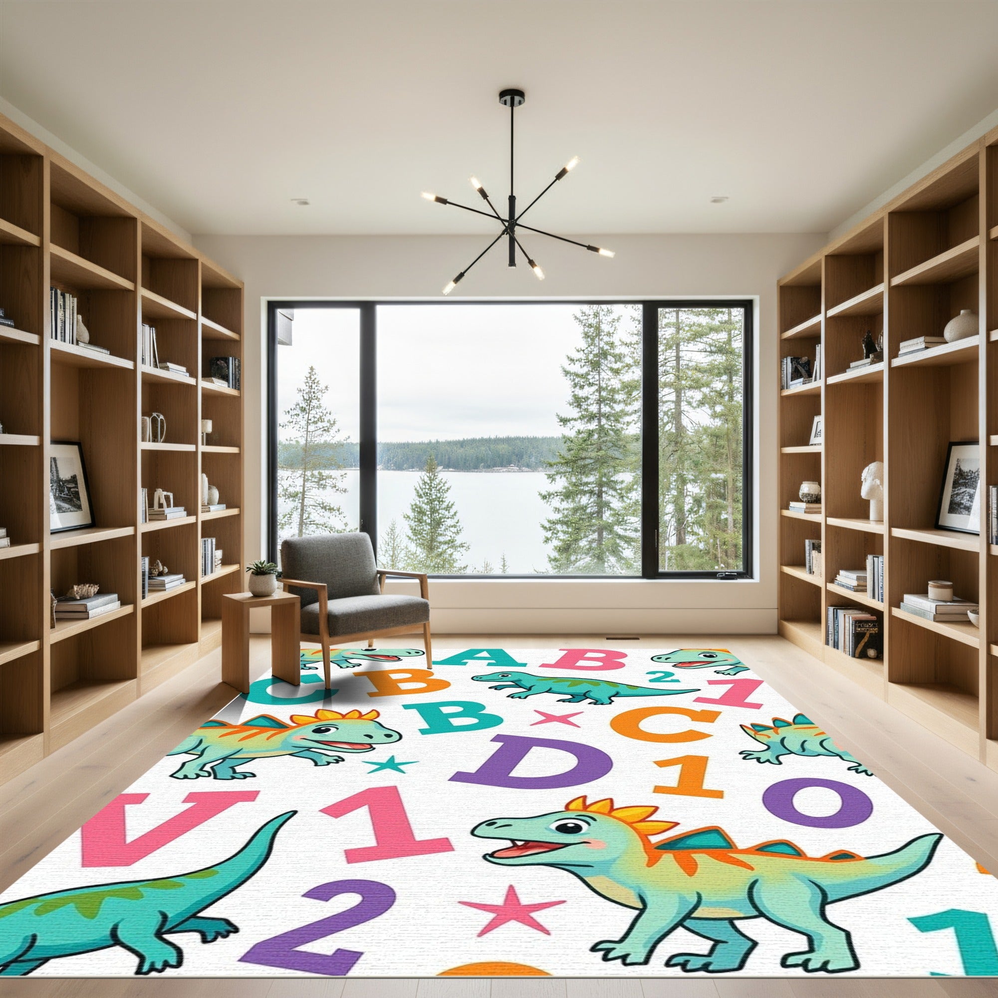 Aqua Dinosaurs With Colorful Alphabet Numbers Rug