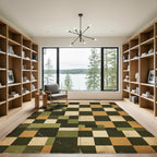 Vintage Earthy Checks Checkerboard Rug