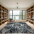 Gray Leopard Face Collage Rug