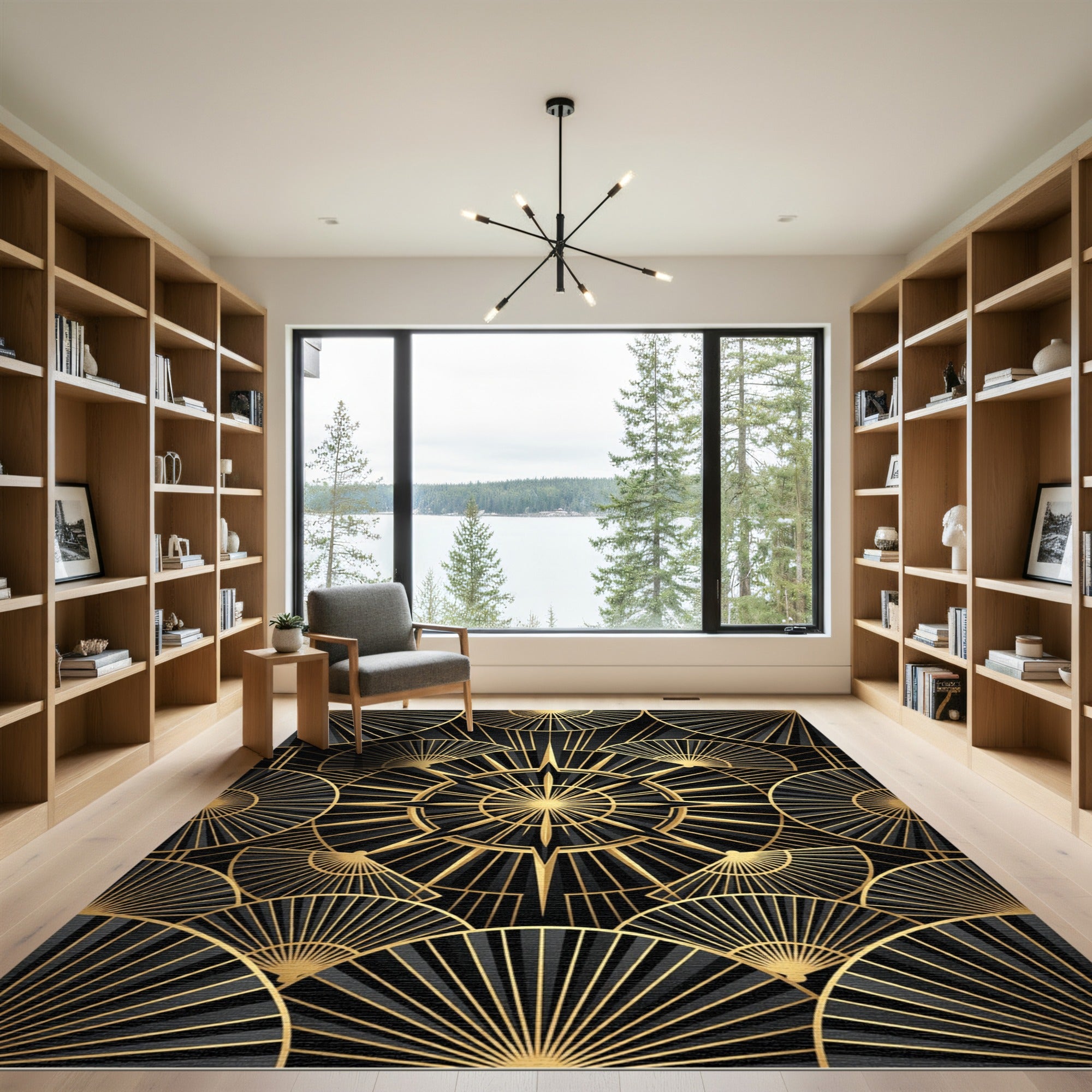 Art Deco Gold Radiant Fan Rug