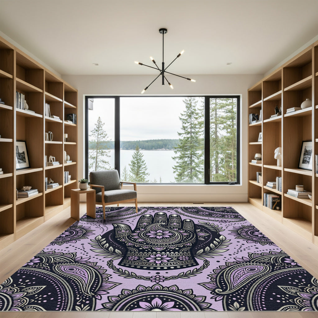 Lavender Paisley Hand Mandala Rug