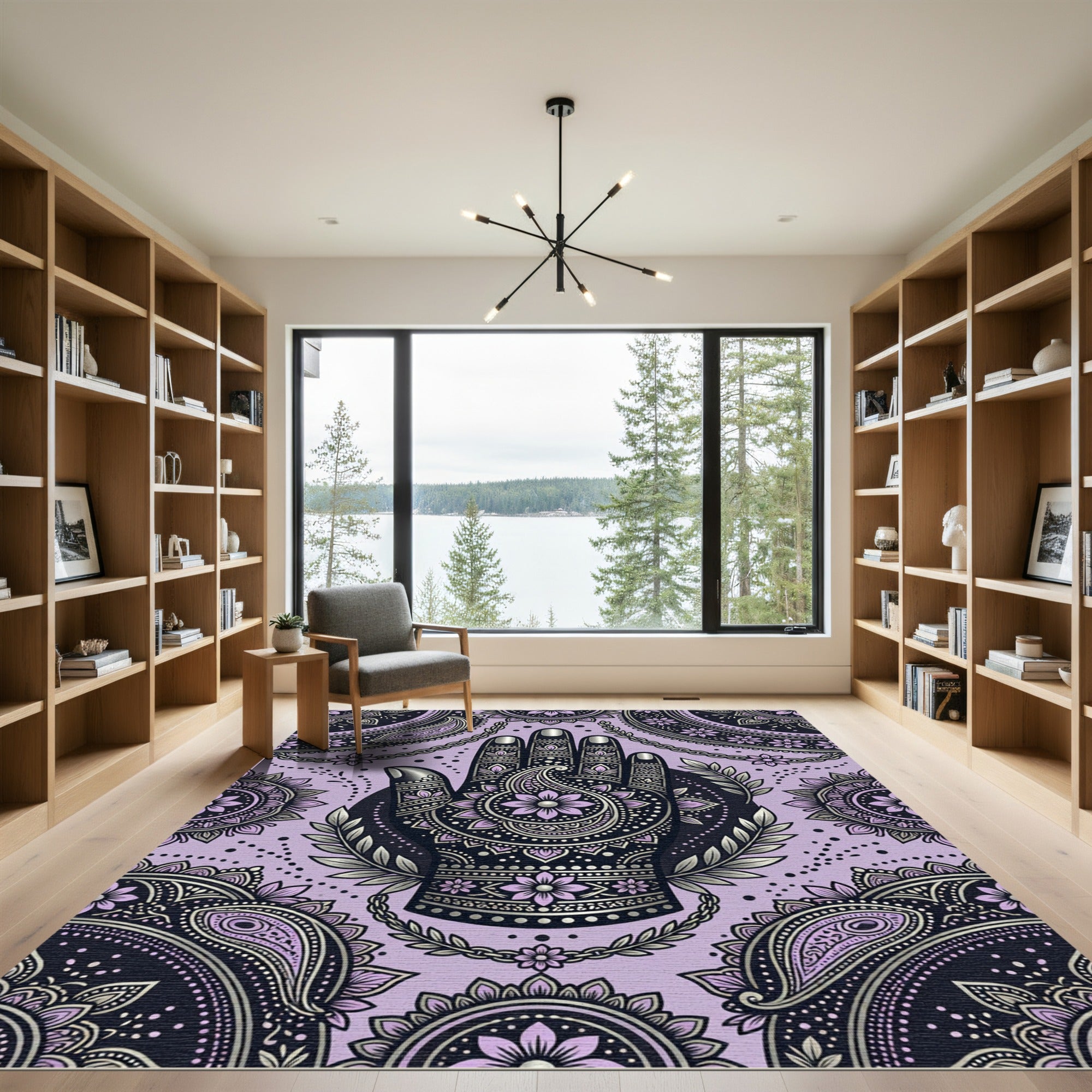 Lavender Paisley Hand Mandala Rug