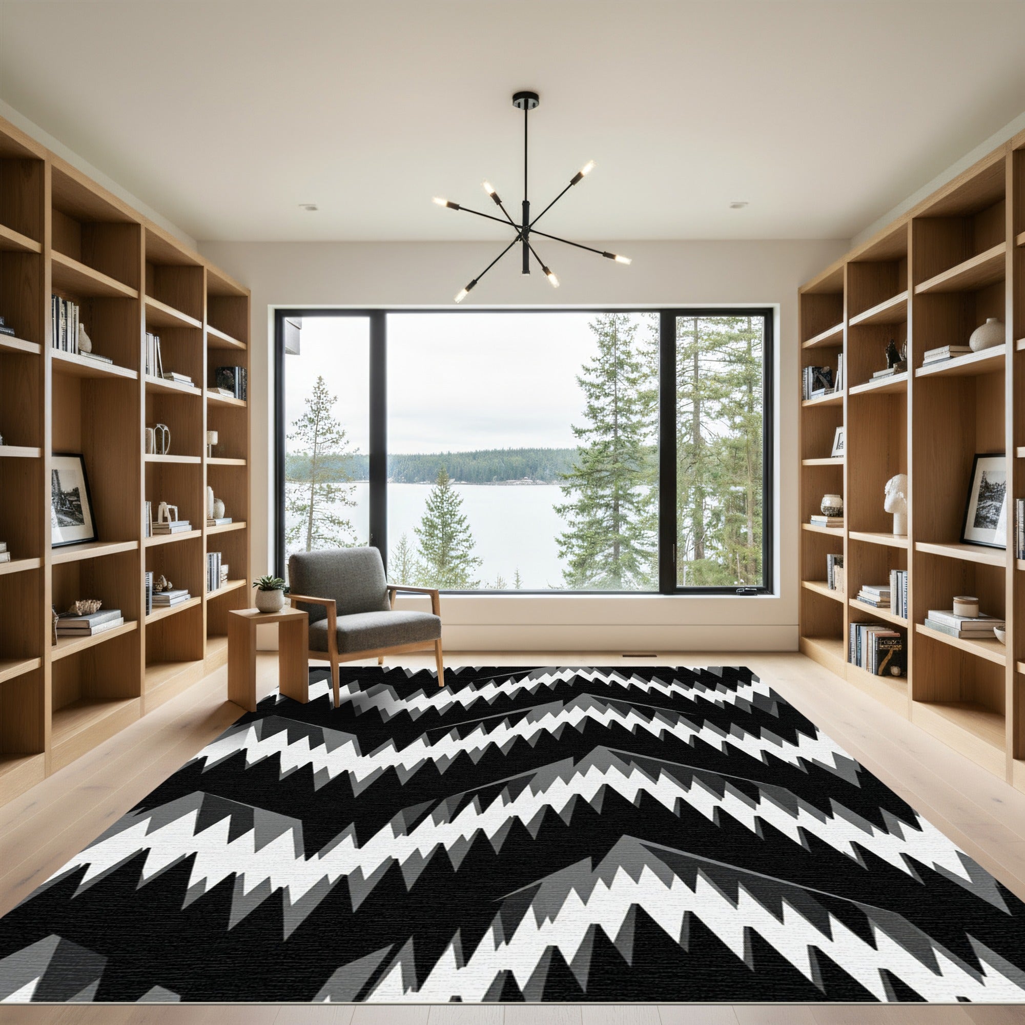 Distorted Geometric Sharp Peak Pattern Rug