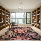 Dusty Rose Monstera Leaf Mosaic Rug