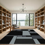 Monochrome Rectilinear Grid Art Rug
