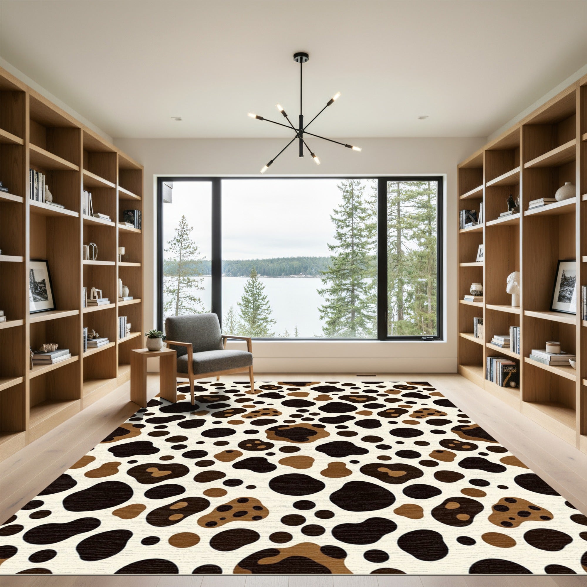 Modern Earthy Brown Leopard Spot Rug