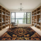 Golden Aztec Pyramid Ancient Temple Illustration Rug