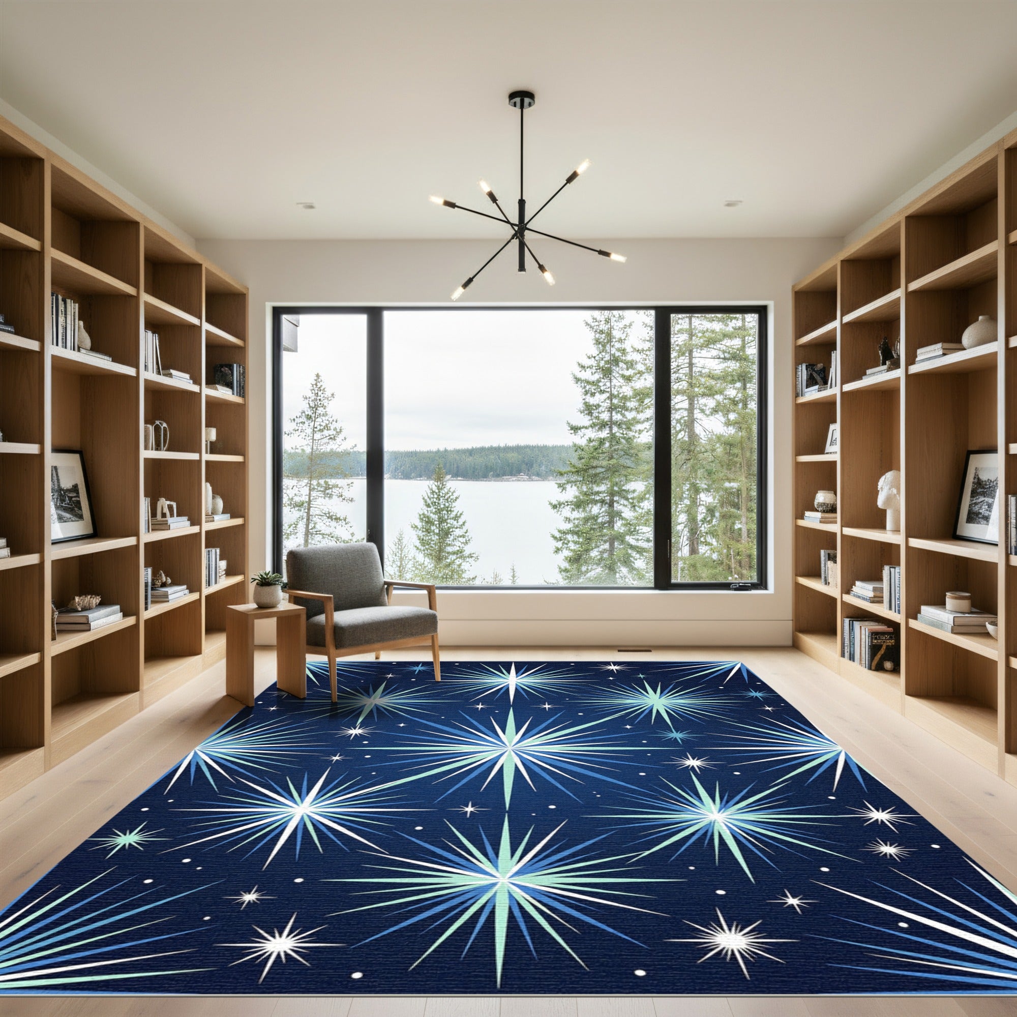 Celestial Starburst Mid Century Modern Rug