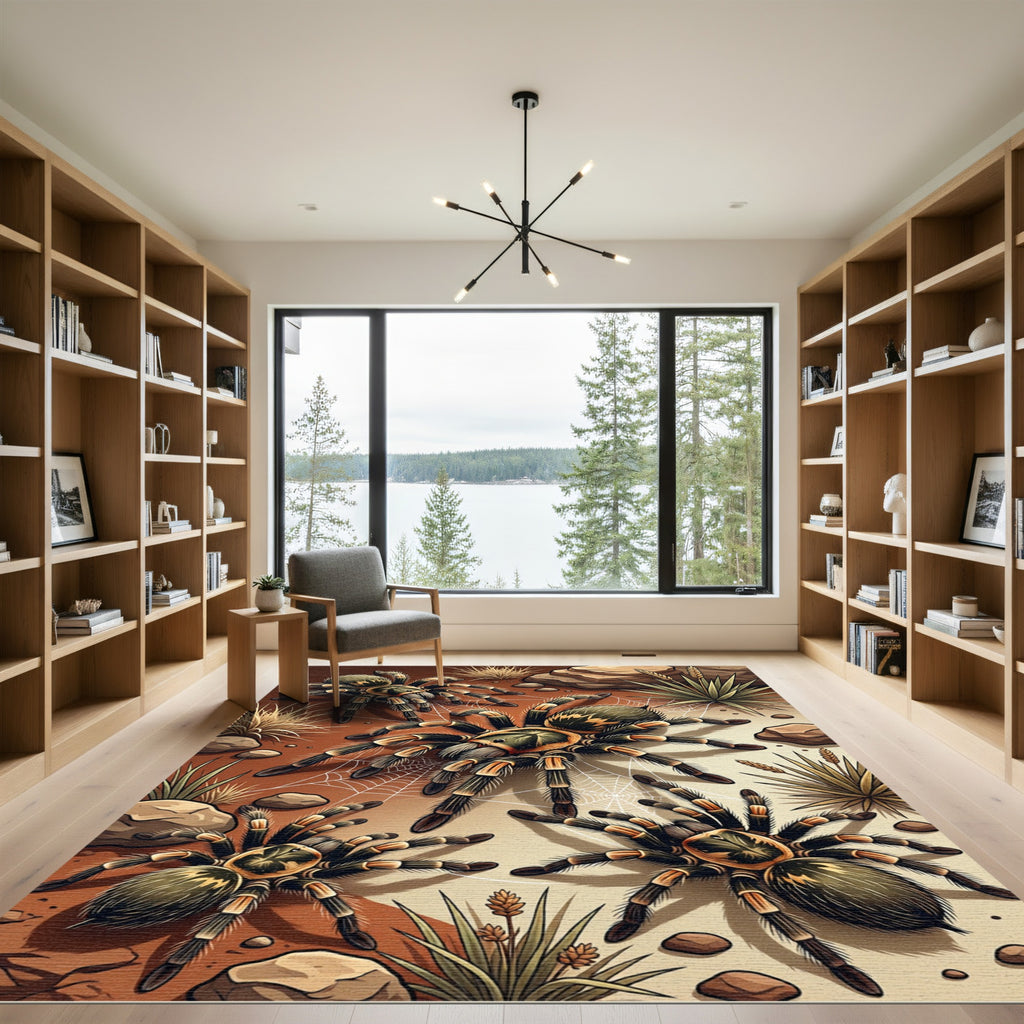 Earthy Desert Tarantula Spider Area Rug