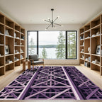 Geometric Lavender Structural Grid Art Rug