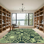 Forest Green Intricate Star Geometric Rug