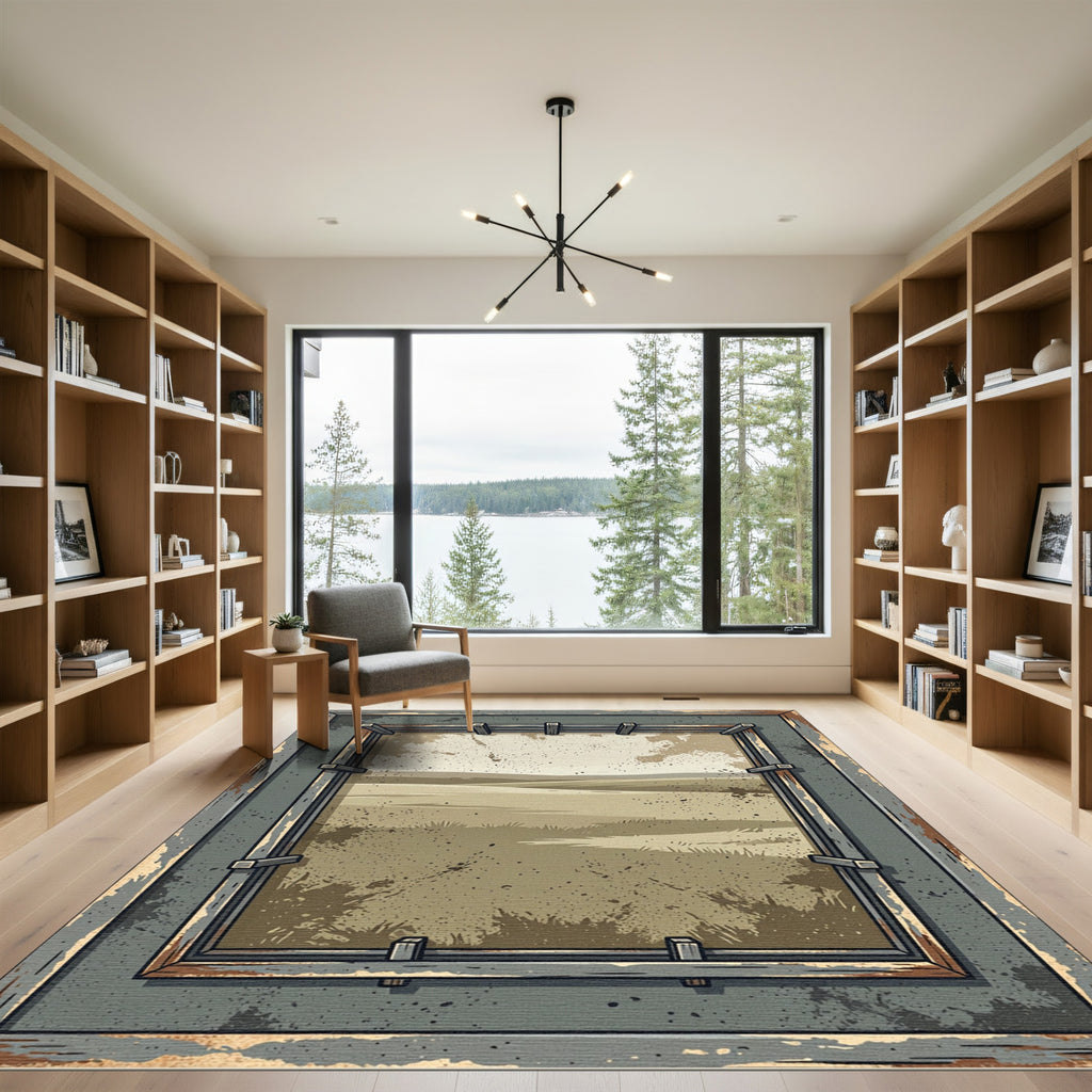 Earthy Tone Grassy Landscape Vista Rug