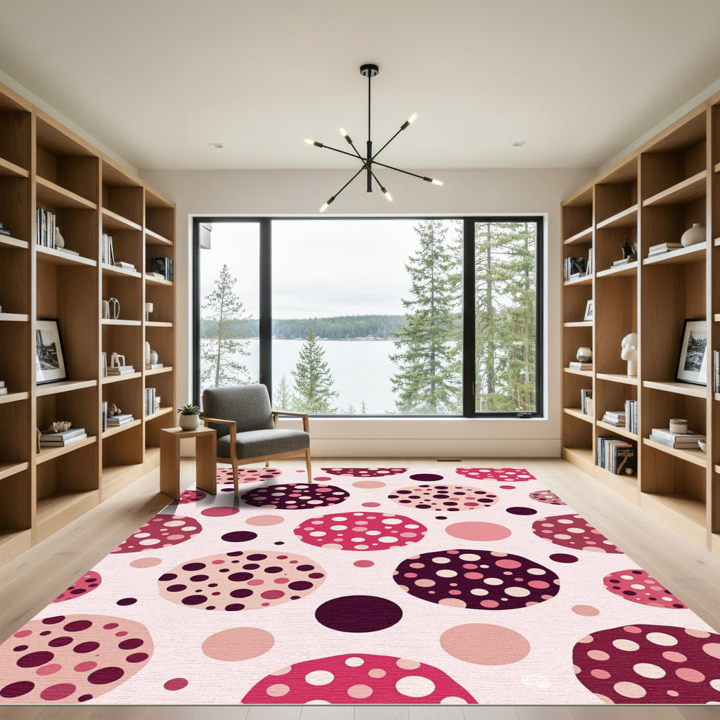 Berry And Pink Polka Dot Circles Rug