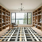 Modern Geometric Grid Interlocking Lines Rug