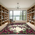 Crimson Floral Arc Wisteria Bloom Rug