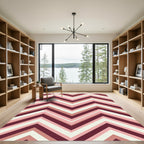 Burgundy Pink Chevron Stripe Rug