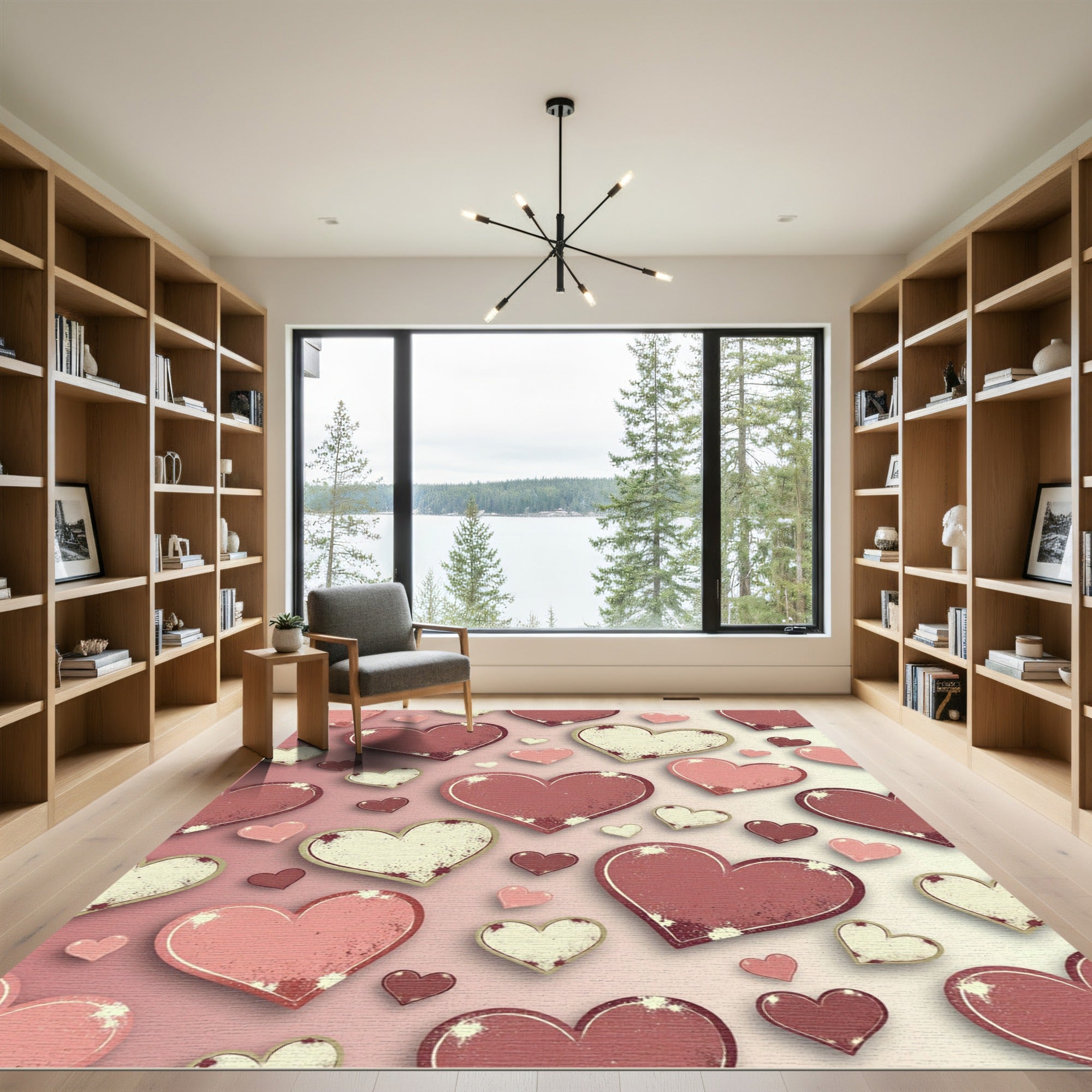 Romantic Blush Pink Heart Collage Rug