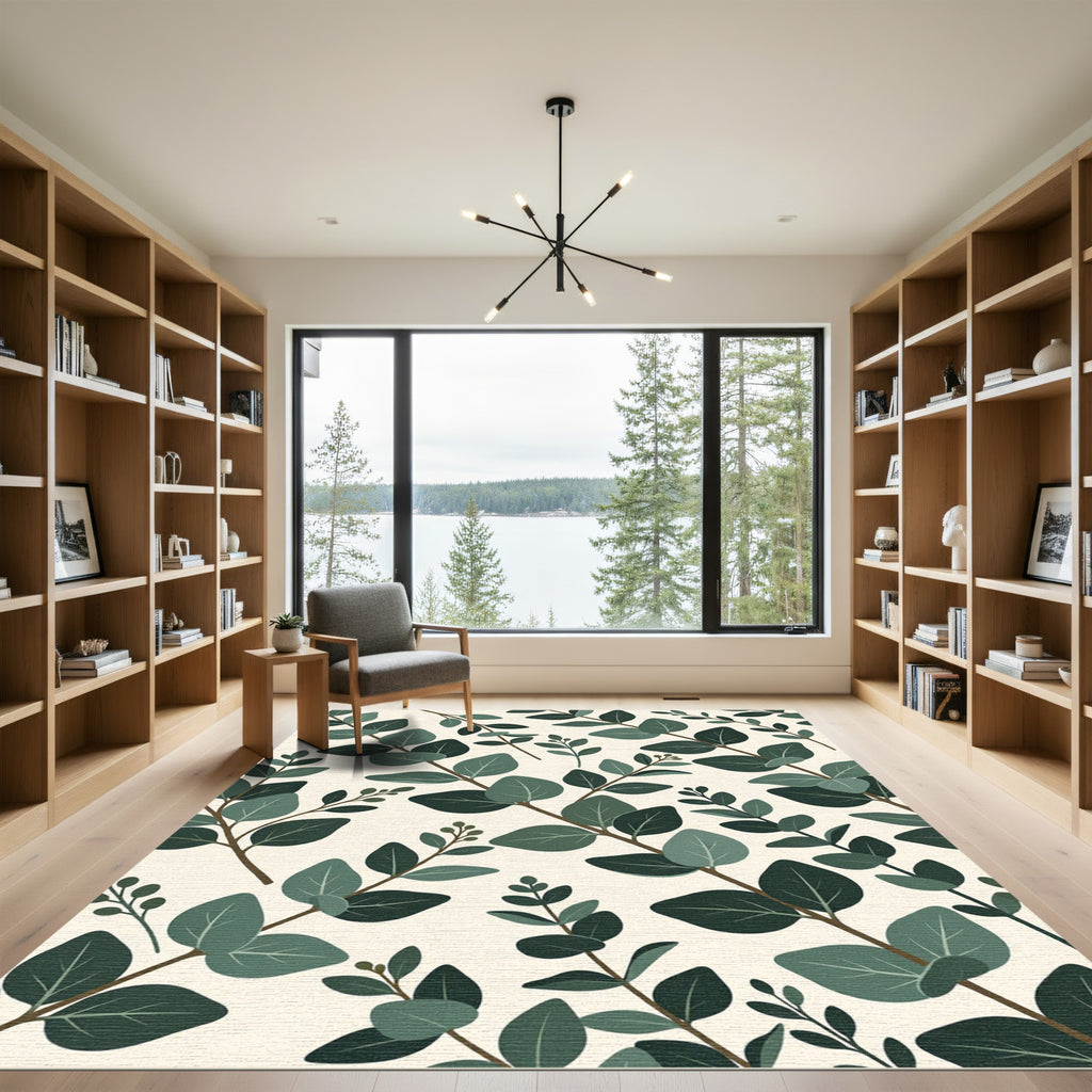 Botanical Eucalyptus Branches Sage Leaf Rug