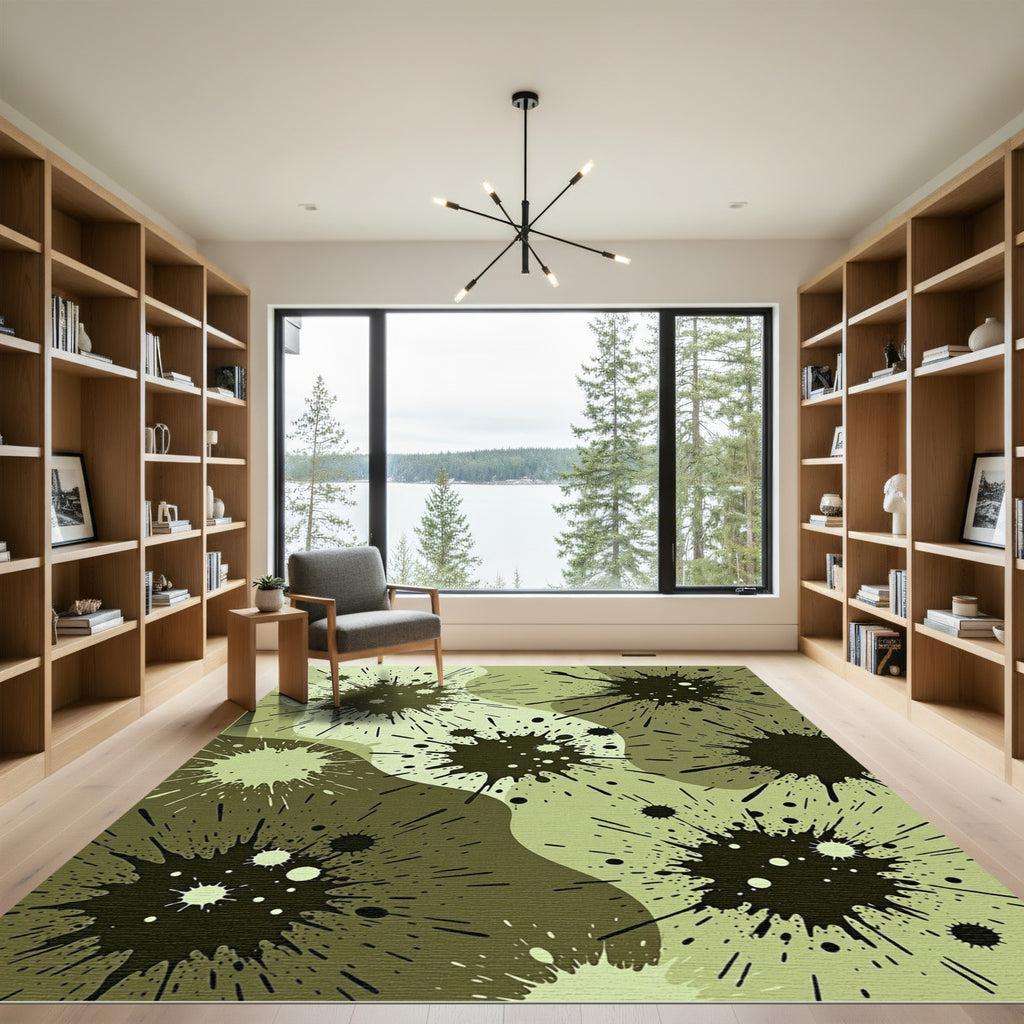 Emerald Splatter Organic Wave Rug