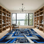 Modern Geometric Blue White Tunnel Rug