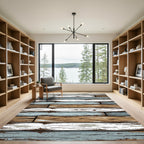 Rustic Weathered Multicolored Wood Planks Rug