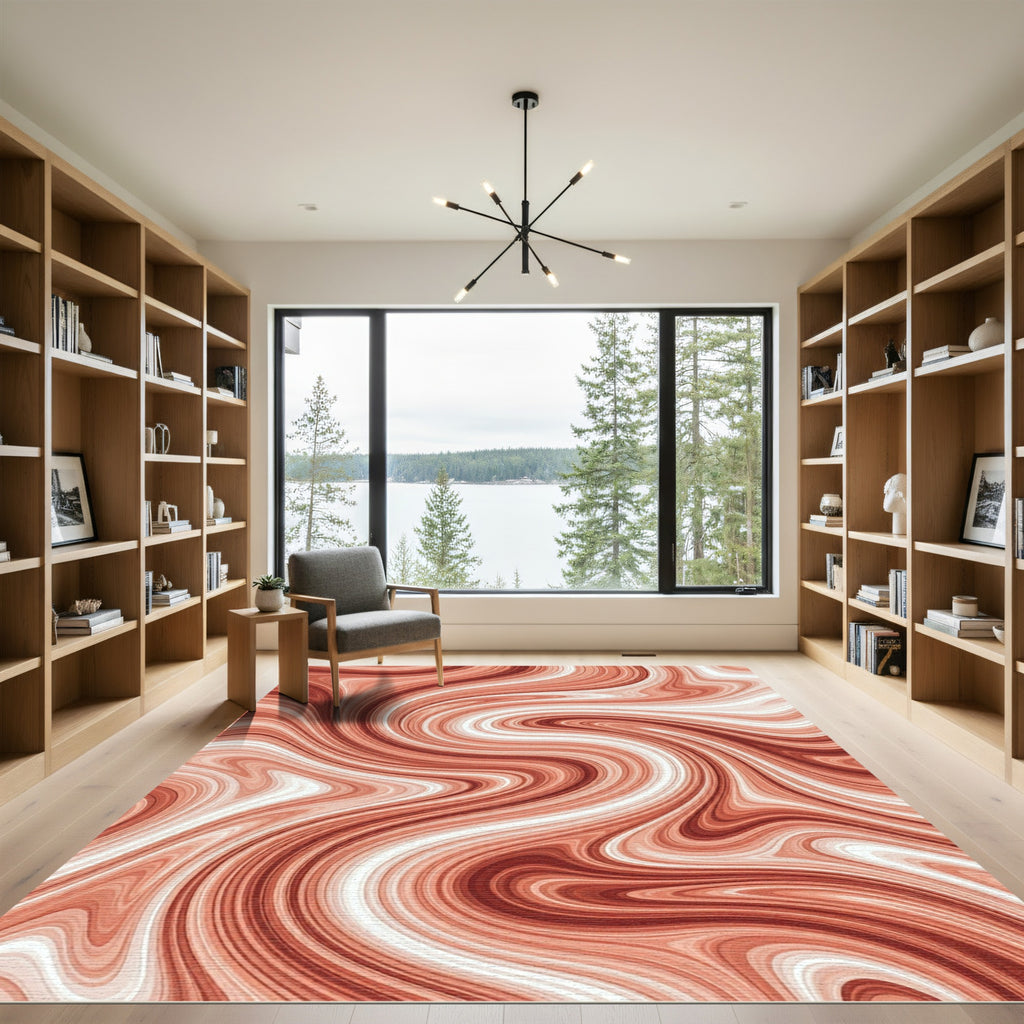 Coral Swirl Agate Marble Texture Rug
