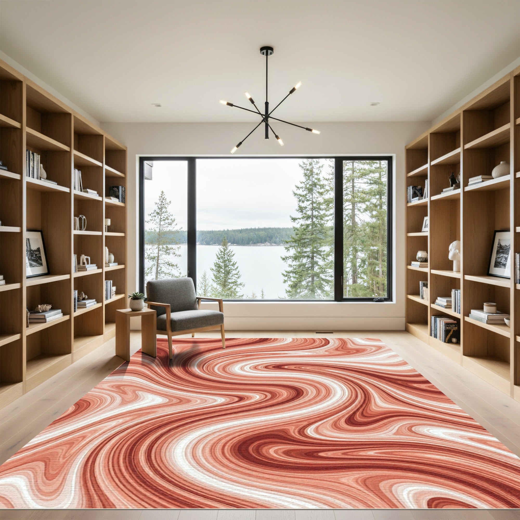 Coral Swirl Agate Marble Texture Rug