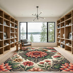 Vintage Peach Floral Damask Medallion Rug