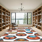 Orange Pet Food Bowl Seamless Artwork Rug