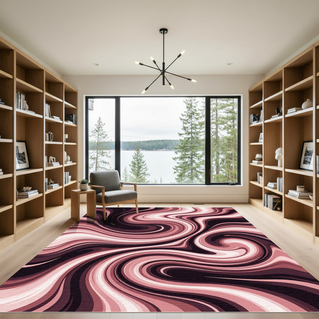 Rose Gold Swirl Abstract Rug