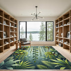 Lush Green Tropical Foliage Hanging Vines Rug