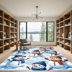 Joyful Snowmen Frolicking Winter Scene Rug