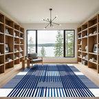 Classic Blue Plaid Stripe Rug