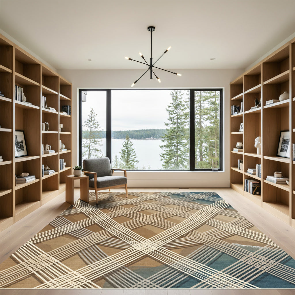 Abstract Tan Lattice Coastal Wave Rug