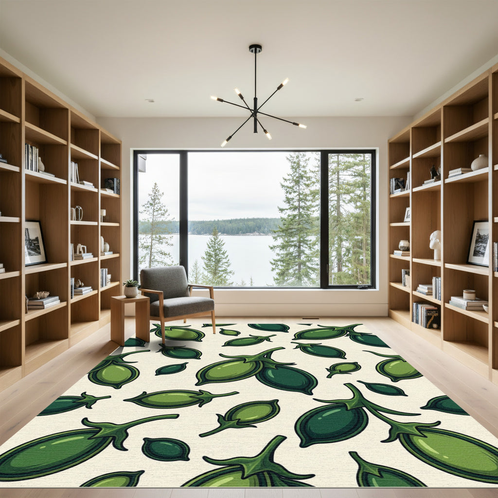 Green Pea Pod Arrangement Rug