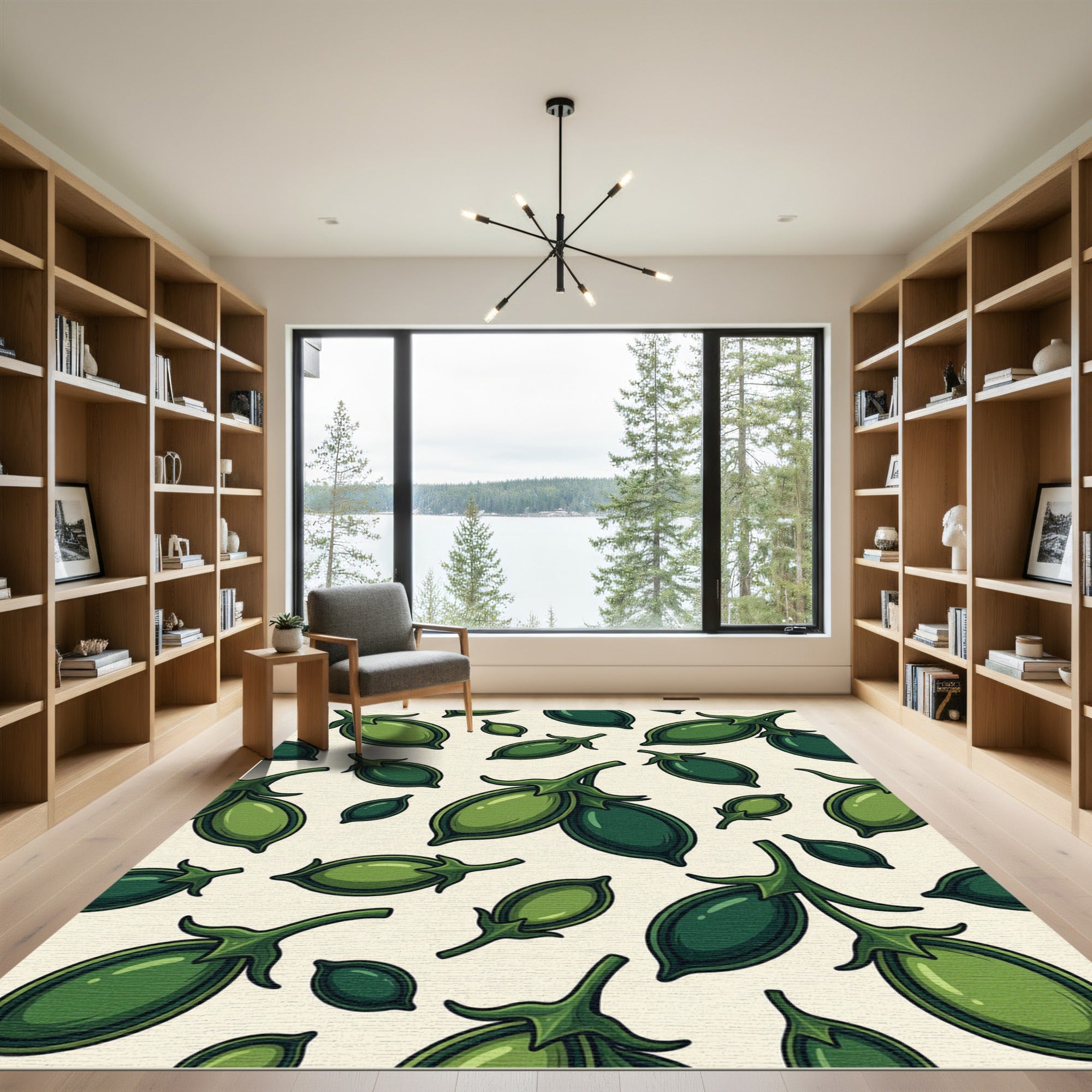 Green Pea Pod Arrangement Rug