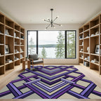 Geometric Violet Interlocking Chevron Abyss Rug