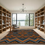 Bold Orange and Charcoal Geometric Tribal Rug