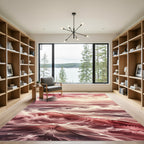 Crimson Sea Wave Watercolor Vista Rug