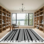 Minimalist Vertical Black White Abstract Stripe Rug