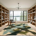 Abstract Olive Strokes Brushwork Rug