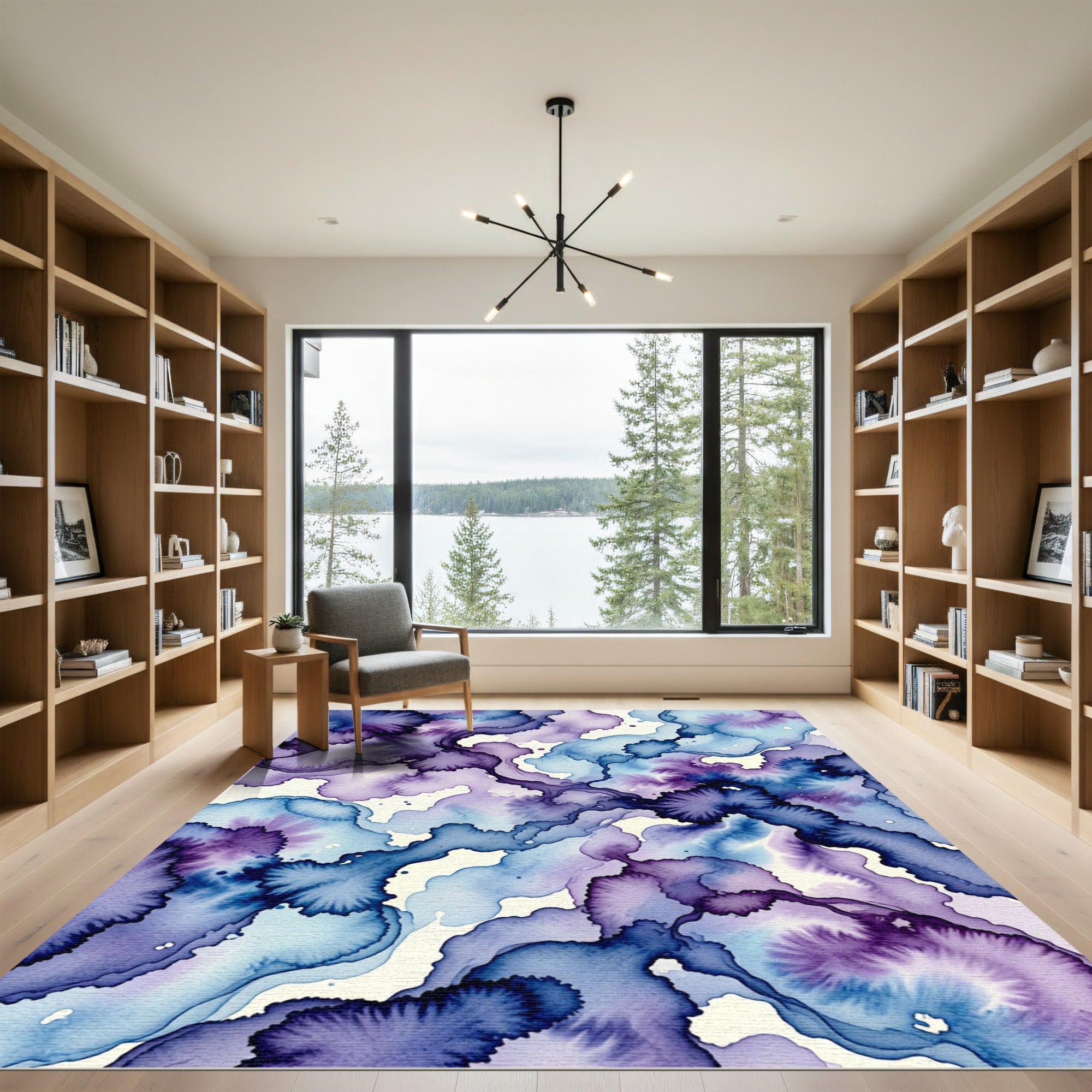 Amethyst Azure Fluid Ink Smear Rug