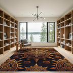 Golden Aztec Sun Medallion Embossed Area Rug