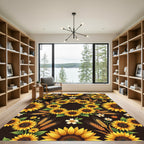 Golden Sunflowers Wheat Stalk Floral Bloom Rug