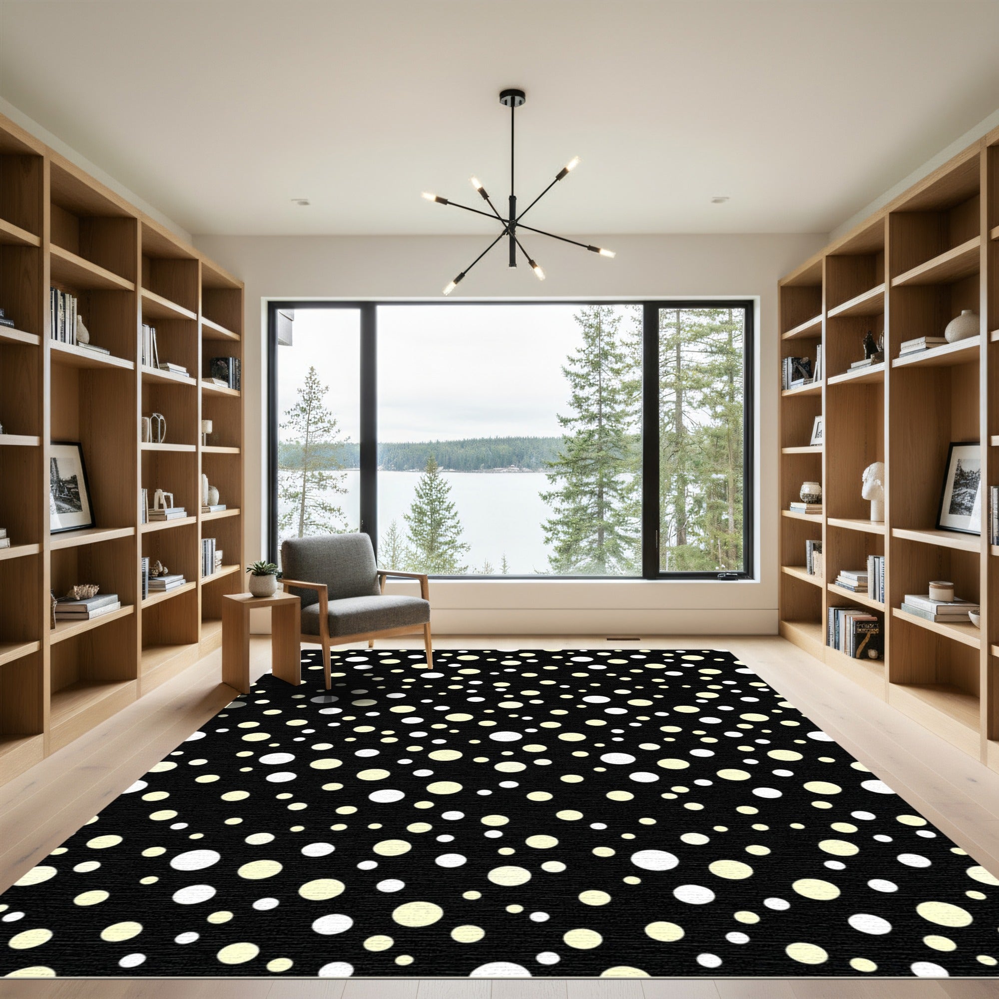 Chic Black Polka Dot Scatter Rug
