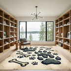 Vintage Animal Tracks and Bone Illustration Rug