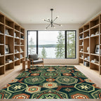 Sage Green Geometric Star Hexagon Rug