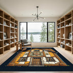 Amber Orange Floral Architectural Tile Rug
