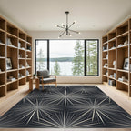 Monochrome Starburst Geometric Radiant Art Rug